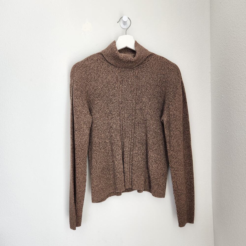 Vintage Liz Claiborne Brown Knit Long Sleeve Turtle Neck Shirt L - Picture 10 of 10